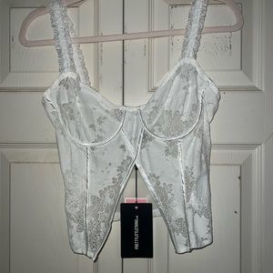 Pretty little thing white lace split front top